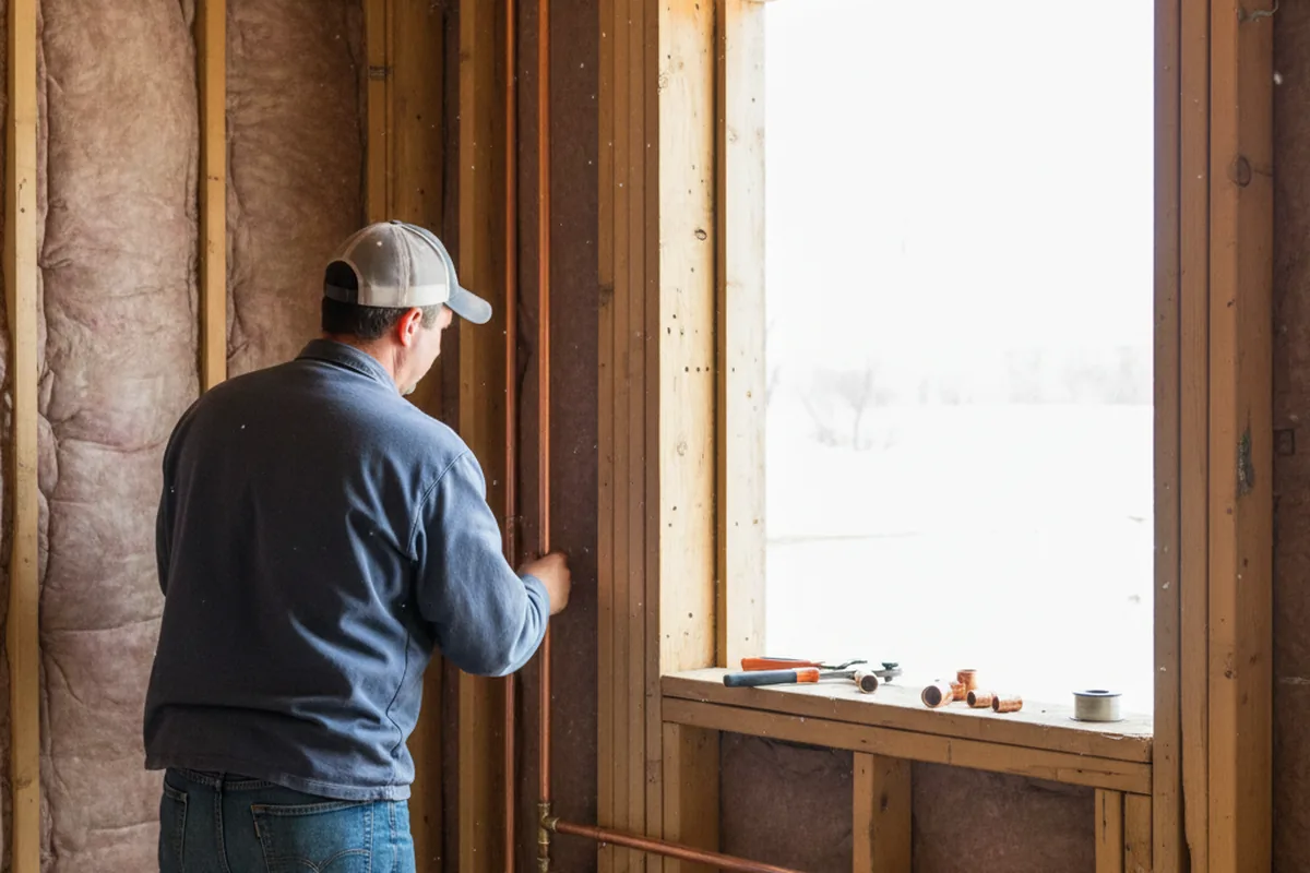 Licensed plumber running new copper supply lines in a Rochester home
